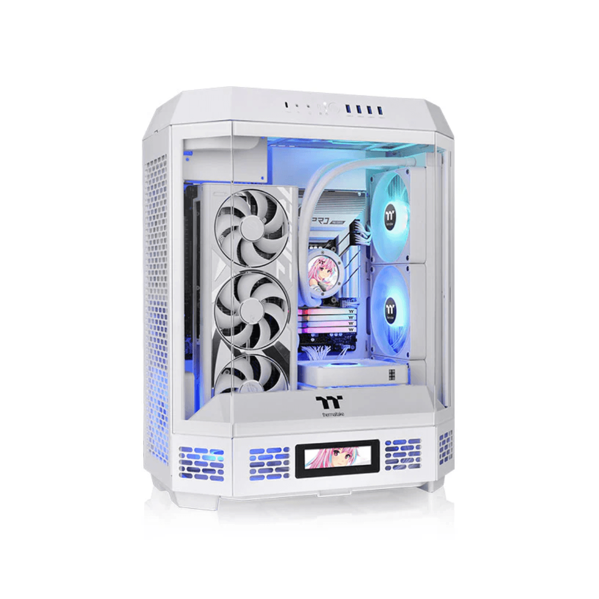 Gabinete TT The Tower 600 Mid-Tower TG x3 Fan x2 Snow White