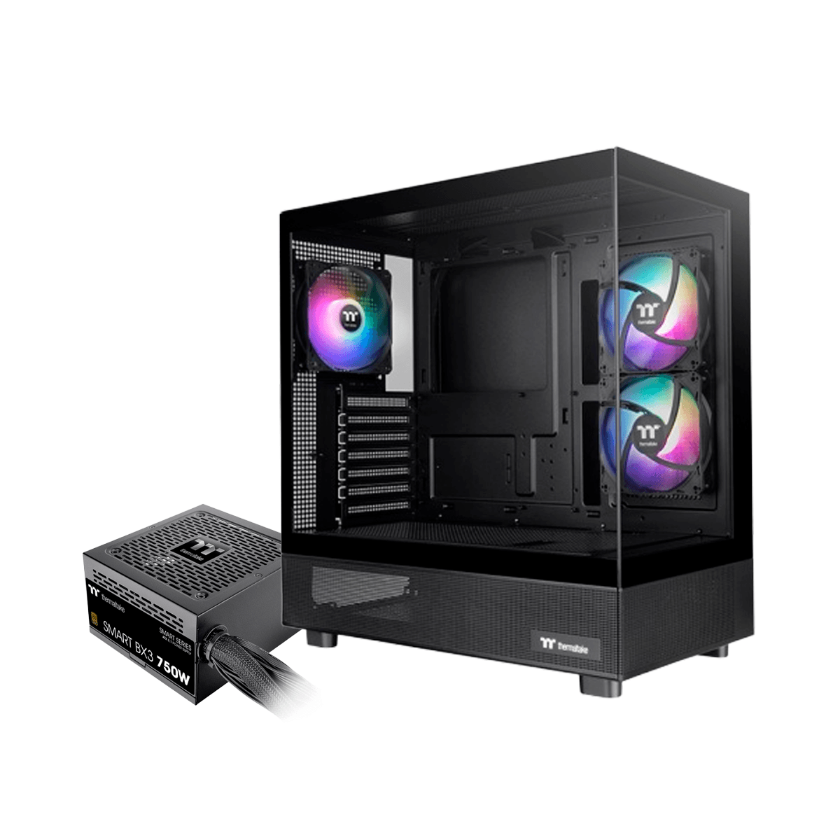 Gabinete TT View 270 Plus Lite Fan ARGB x3 TG x2 c/Fuente 750W Bronze